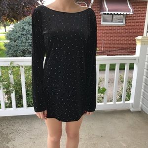 Caché Black Velvet Long Sleeve Mini Dress Size M